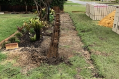 Before brick garden wall construction